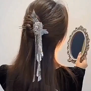 YADORNOS Fashion Metal Hanfu Hair Sticks untuk Wanita Rumbai Klip Rambut Pin Minimalis U Bentuk Gadis Jepit Rambut Sanggul Headwear