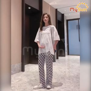 Quần BẦU dài ống rộng suông công sở cho bà bầu 0 - 9 tháng đẹp mặc đi làm ở nhà MySun