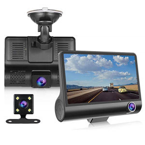 Car Dash Cam for Car With Wide Angle HD 1080P 3 Lenses Driving recorder Rearview Mirror 64GB Memory Card Vehicle Monitoring Front And Rear Dual Cameras