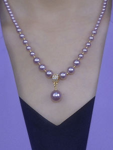 Elegant Purple Violet Beads Necklace Copper Alloy French Design Sensation High-End Lightweight Luxury Fashion Jewelry Accessories