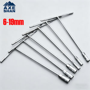 6-19mm T-Handle Socket Wrench Extended Hex Spanner Industrial Grade T-Shape Hand Tool for Car Bike Machinery Repair Household
