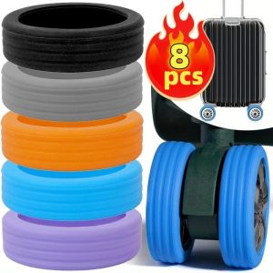 4/8 ชิ้นตัวป้องกันล้อรถทำจากซิลิโคนลดเสียงรบกวนกระเป๋าถือเดินทางกระเป๋าเดินทางแขนล้อที่คลุมล้ออุปกรณ์เสริมกระเป๋าเดินทางอเนกประสงค์