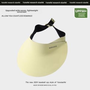 Womens Seamless One-Piece Sun Hat UV Protection Large Brim Empty Top Summer Fashionable Anti-Uv Sunshade Cap Casual Style
