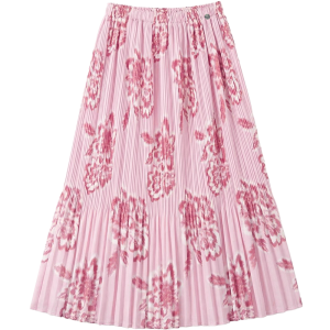 Juicy Couture | Gentle Pink Floral Print Pleated Long Skirt