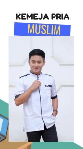 Baju Koko Lengan Pendek Pria Motif Stripe Poliester Casual Modern