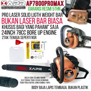 APR JAPAN AP7800PROMAX Gergaji Kayu Pohon 24 Inch Mesin 2Tak dengan Bar Solid Berat Ringan dan Garansi Resmi 5 Tahun