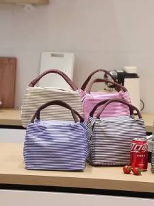 1 Chiếc Sọc Túi Tote Canvas Nữ Dung Tích Lớn Túi Xách Thân Thiện Với Môi Trường Có Thể Tái Sử Dụng Hộp Cơm Trưa Dã Ngoại Đi Biển Du Lịch Tạp Hóa Shopper