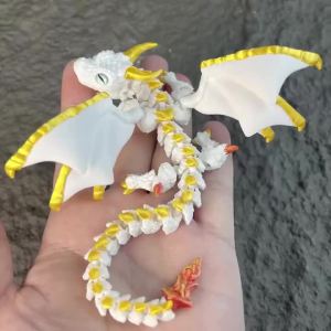 3D Printed Winged Carriage Dragon Figurine With Random Eyes Art Deco Resin Dragon Sculpture Tabletop Animal Theme Deco 1PC 2026