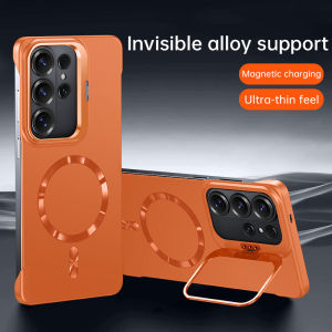 New Frameless Magnetic Phone Case Samsung S24 S25 S26 Ultra Plus S24FE S25FE Ultra-Thin Bare Feel 80W MagSafe Fast Charging Hidden Lens Stand & Full Screen/Camera Protection