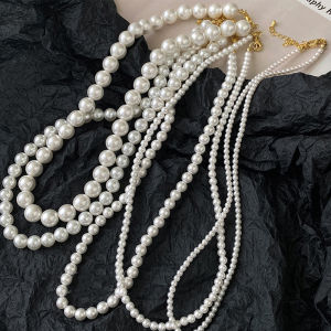 Shi Family Pearl Necklace Womens Elegant Simple Design High-End Sensation Minimalist Personality Clavicle Chain Sweater Chain