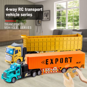 RC Dump Truck、Oil tank truck container truck - 14" 1:48 Mini Semi Truck Toy with 1 Rechargeable Batteries Remote Control Car Construction Vehicles with Lights Engineering Tractor Toy for 3 4 5-14 Years Kids Boys Girls