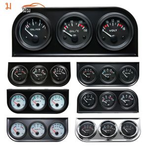 52 มม.3 In 1 เครื่องวัดความดันน้ํามัน + โวลต์มิเตอร์ + เครื่องวัดอุณหภูมิน้ําชุดโวลต์มิเตอร์พร้อมเซนเซอร์อุณหภูมิน้ํามัน Triple เมตร