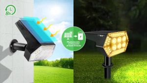 108 LED Solar Lawn Light Outdoor Lighting Landscape Spotlight IP67 WP Garden Lights 108Led Warm Light 3 Lighting Modes Intelligent Light Control Lawn Lights 180° Adjustable Security Suitable for Garden Courtyard Walkway Swimming Pool Balcony太阳能草坪灯