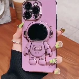Soft Case Astronot Plating & Casing Silikon Dudukan Lipat: Pilihan Terbaik untuk Samsung A06, Xiaomi Redmi 14C, dan Tecno Spark Go 1