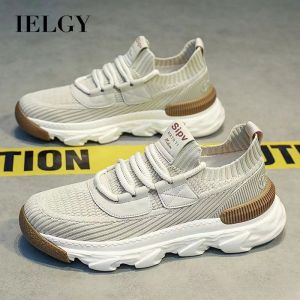 IELGY Flying Woven Running Shoes Autumn Breathable Lightweight Fashionable Comfortable Outdoor Casual Sports Mens Shoes