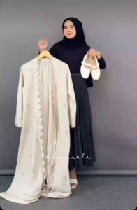 baju wanita abaya Motif Bordir Bunga Dua layer Ukuran Jumbo LD 110 Aurora abaya Dress bahan Ceruty Full Puring Dress arabic Wanita Muslim Ukuran M L XL XXL Bisa COD