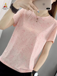 เสื้อยืดแขนสั้นผู้หญิง แห้งเร็ว ผ้าไหมน้ำแข็ง ระบายอากาศได้ดี ใส่เล่นกีฬา วิ่ง ทรงหลวม ฤดูร้อน 2025 คอตุ๊กตา สีสันสดใส เสื้อผ้ากลางแจ้ง