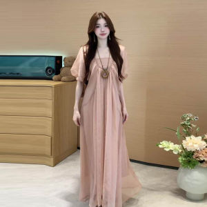 Karrar betsey | Đầm Hè Dài Phong Cách Pháp Màu Hồng Ngọt Ngào Đầy Thiền