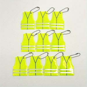 3/5/10Pcs reflective pendant PVC vest shape night reflective key chain backpack pendant bicycle suspension decoration