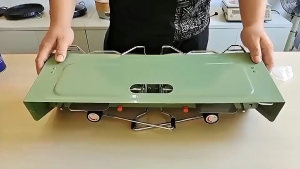 HOTBAO Portable 2-Burner Butane Stove with Folding Lid and Stand