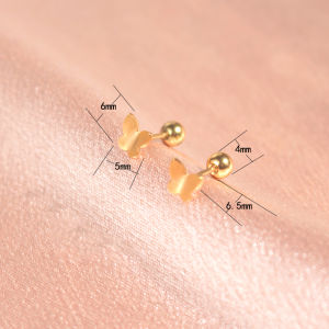 Titanium Steel Ear Studs Screw Type Butterfly Four Leaf Heart Shaped Sleeping Without Removal Ear Jewelry for Women