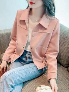 เสื้อโค้ทสั้น เสื้อแจ็คเก็ต ผู้หญิง ฤดูใบไม้ผลิ ฤดูใบไม้ร่วง 2024 ใหม่ สไตล์เกาหลี หลากหลาย เรียบหรู พรางหุ่น แขนยาวเปิด คาร์ดิเกน เสื้อ