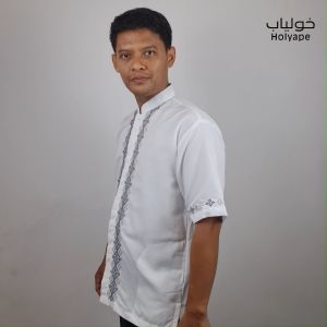 Holyape Baju Koko Muslim Medium Jumbo Lengan Pendek Polikatun Putih Tulang 19 Jawhara