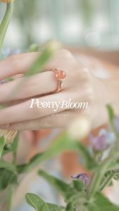 Mizuchol แหวนเงินแท้ชุบ Rose Gold : Peony Bloom Ring ประดับพลอย Sunstone