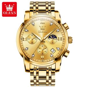 OLEVS | Đồng Hồ Nam OLEVS 2858 Cao Cấp Máy Quartz Chức Năng Chronograph Thép Không Gỉ Chống Nước Kim Dạ Quang Hiển Thị Ngày Tự Động Lịch Tuần Trăng Số La Mã