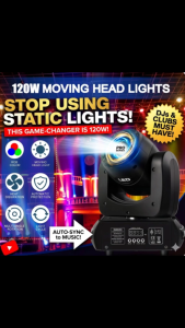 [SG Stock] 120W LED Moving Head Light | 18-Facet Prism & 7 Rotating Gobos | DMX512 Professional Stage Lighting for Wedding Church DJ & Concert