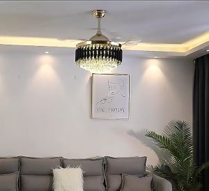 42 Inch Chandelier With Fan Intelligent Remote Control 6-speed Mute Wind For Living Room/Dining Ceiling Fan Lamp