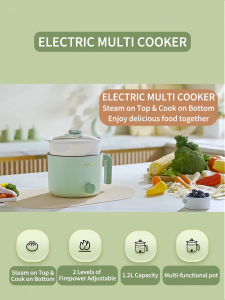 Electric Cooker with Steamer Food-Grade Non-stick Electric Stir Fry Frying Pan Dual Security Protection Pot Steamer Cooker Hot Pot