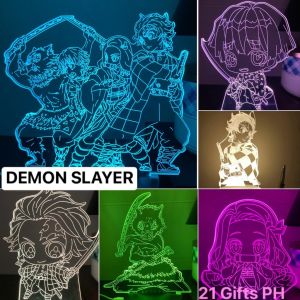 Demon Slayer LED Acrylic Lamp Tanjiro Nezuko Hashibira Zenitsu Anime Table Desk Lamp