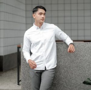 Kemeja Polos Panjang Pria Best Seller Putih Hitam Maron Hijau Navy