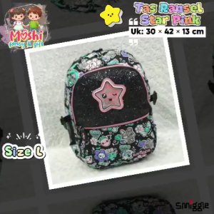 Tas Ransel Motif Star Pink Anak Perempuan size SD / Tas Ransel Sekolah Anak Motif Bintang Girl / Senior Backpack School