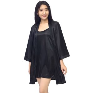 BAJU tidur wanita dewasa piyama kimono set dress pendek satin glossy pakaian tidur busana wanita.