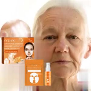 EELHOE Set Pati Kolagen Tulang Rusa Cono Peptide Mengurangkan Kedutan Anti-Penuaan Pelembap Menganjalkan Kulit Muka Set