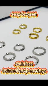stainless steel hoop earrings twisted earrings easy to open