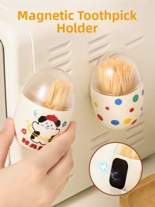 Magnetic Toothpick Box Cute Home Living Room Creative Personalized Toothpick Container Refrigerator Magnet Storage Box