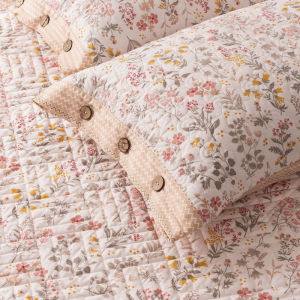 Thickened Pure Cotton Floral Pillowcase Button Envelope Style Single Person Pillow Core Case Cotton Quilted Diagonal Stripe