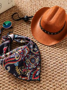 Funny Cat Dog Cowboy Hat Saliva Scarf Party Festival Pet Costume Glasses Small Size Mouth Watering Headwear for Animals