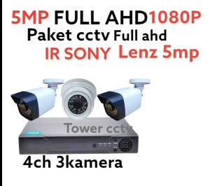 PAKET CCTV 4 CHANNEL 3 KAMERA 5MP 1080 AHD IC SONY FULL AHD