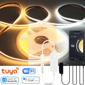 Tuya Wifi COB CCT LED Strip Light 24V 1-5M 2700K-6500K LED Tape Flexible Dimmable Cupboard Wardrobe Decor Lamp for Alexa Google