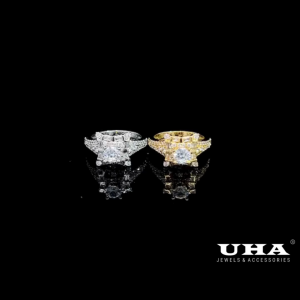 N1440 Nhẫn nữ đính đá bagutte cao cấp sáng lấp lánh UHA