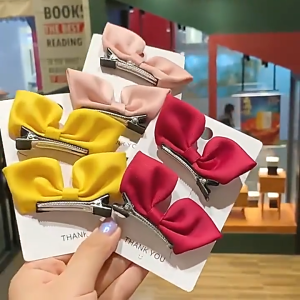 YOUJ Korean Cute Bowknot Hairpin Childrens 3D Fabric Hair Accessory for Girls