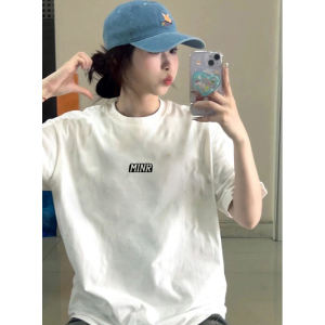 White Loose Womens Short Sleeve T-Shirt Korean Style Couple Pure Cotton Casual Top Breathable Comfortable Summer Fashion