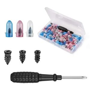 Puncture Repair Kit for Car Vacuum Tire Repair Screws  Nails+ Tool Set W/Box Moto Tyre Repair Stud Patch Nail with Screwdriver