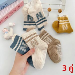 3 คู่/ล็อตตัวอักษรเด็กถุงเท้ากันลื่นผ้าฝ้ายนุ่มสั้นถุงเท้าเด็กทารกเด็กวัยหัดเดิน Boys Girls น่ารักลาย Socken สําหรับ 0-5Years