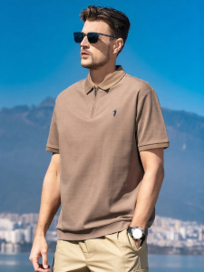 Enjeolon | Half-Zip Polo Shirt Business-Casual Short-Sleeve Summer Mens