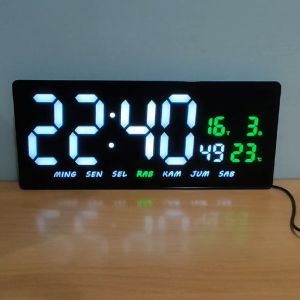 SONIFER Jam Dinding Digital LED PUTIH Alarm Clock 36 x 15 cm FREE REQUEST NAMA SMS-3604